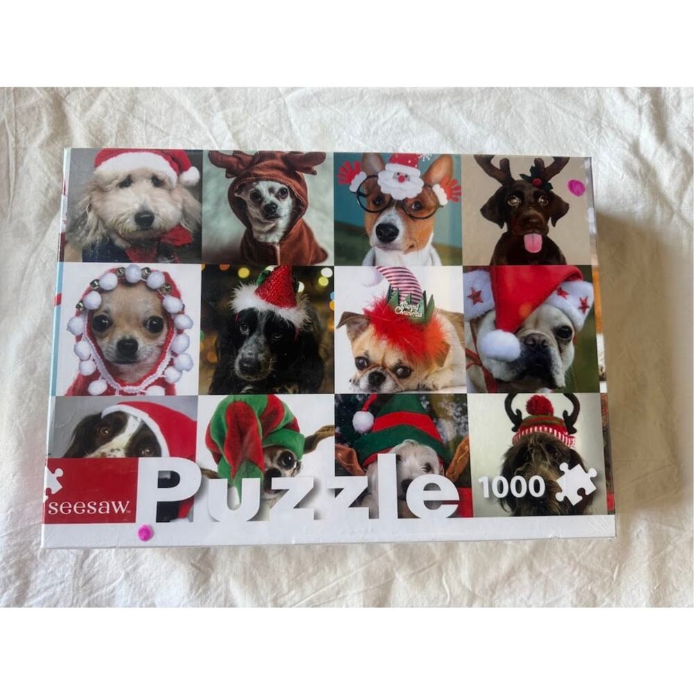 NEW Seesaw 1000 piece jigsaw puzzle We wish you a merry Christmas‎ Puppies Dogs!